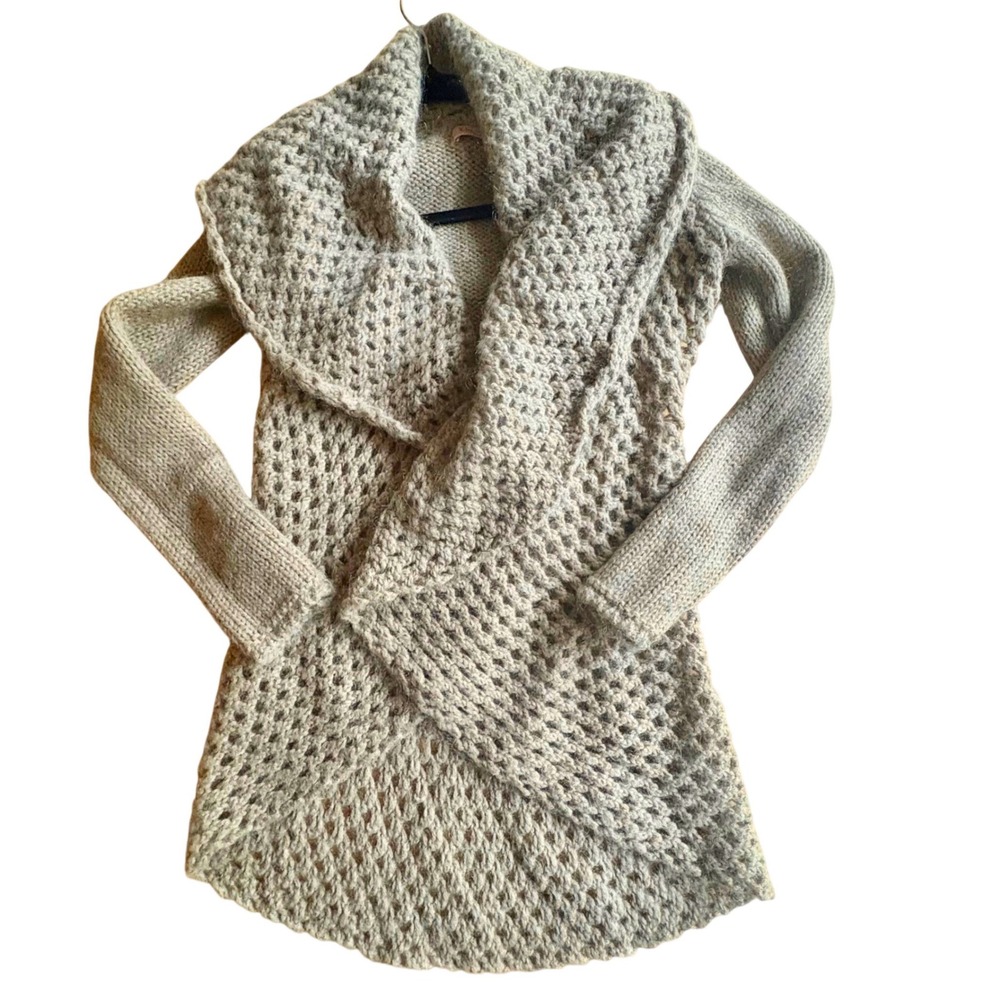 $298 Anthropologie‎ Elsamanda Italian Mohair Wool Knit Cardigan Sweater Sz SMALL